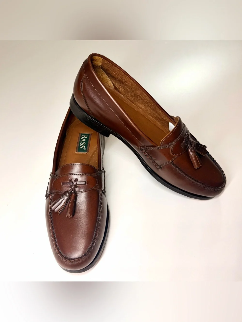 Bass Men's Brown Leather Tassel loafers Shoes Size - 12 M